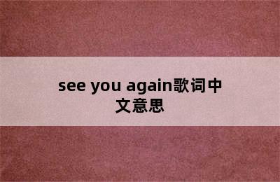 see you again歌词中文意思